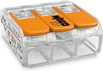 Бърза отваряема клема  Wago 221-413 - тройна, 0.08-4mm2