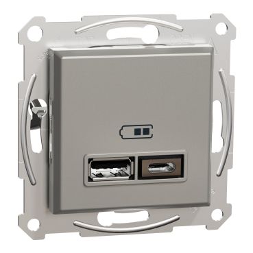 Розетка 2xUSB за зареждане тип A+C 21W Schneider Asfora EPH2700569 - Бронз