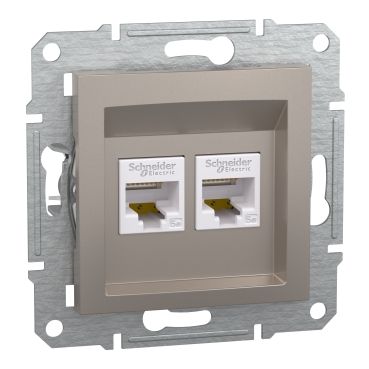 Розетка 2xRJ45 UTP cat. 5e Schneider Asfora EPH4400169 - Бронз