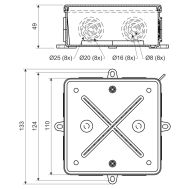 Разклонителна кутия 8135 - 110/110/50 мм. дълбочина, IP54, с щуцери