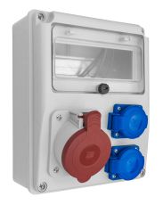 Оборудвано табло с индустриален контакт и Шуко B.1802-Z-S - 32A, 3P+N+E, 2х16A, IP44 с апаратура 