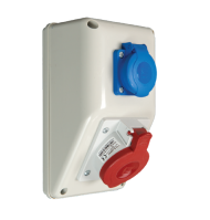 Табло с индустриален контакт и Шуко B.325/1-S - 32A, 3P+N+E, 1x16A, IP44