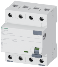 Дефектнотокова защита Siemens 5SV4344-0KL, 4P, 40A, 30mA, тип AC, лява нула
