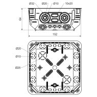 Квадратна разклонителна кутия Kopos KO125/1L - капак с винтчета, 155/155/64 мм. дълбочина