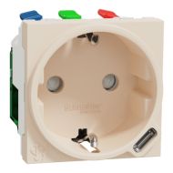 Контакт Шуко с детска защита и USB-C Schneider Unica NU301744 - Крем