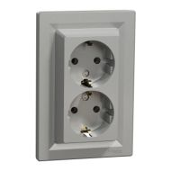 Контакт Шуко двоен 16A Schneider Asfora EPH9900161 - Алуминий