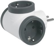 Адаптер за контакт 3хШуко Т-образен Legrand 694520 - Бяло/Тъмносиво