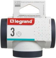 Адаптер за контакт 3хШуко Т-образен Legrand 694520 - Бяло/Тъмносиво