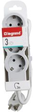 Разклонител 3xШуко 3м. кабел 3х1.5mm2 Legrand 694559 - Бяло/светлосиво