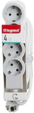 Разклонител 4xШуко 3м. кабел 3х1.5mm2 Legrand 694561 - Бяло/светлосиво