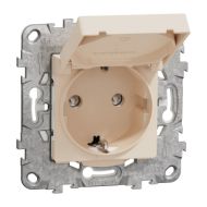 Контакт Шуко 16A  с капак IP44 и с детска защита Schneider Unica NU508244 - Крем