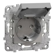 Контакт Шуко 16A  с капак IP44 и с детска защита Schneider Unica NU508230 - Алуминий