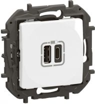 Розетка 2xUSB за зареждане тип A+C Legrand Niloe New NP3403WH - Бял