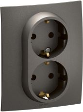 Контакт Шуко двоен с детска защита 16A Legrand Niloe New NP3130MG - Сив