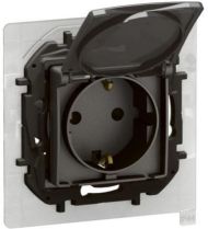 Контакт Шуко 16A с капак IP44 и с детска защита Legrand Niloe New NP3128MG - Сив