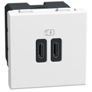 Розетка 2 модула 2xUSB тип C 30W Bticino Light Now YW4293CC - Бял мат