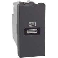 Розетка 1 модул USB тип C 20W Bticino Light Now YD4192C - Графит мат